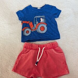 Tucker + Tate Blue Red Excavator Baby Outfit 3M